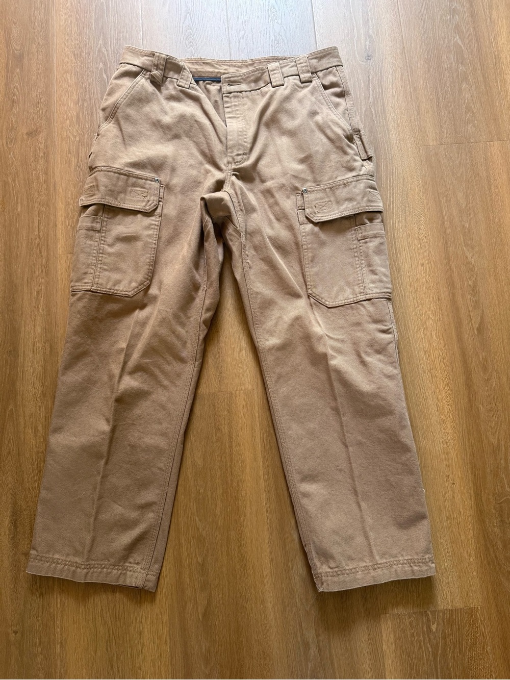 Duluth Trading Co Men’s Cargo Work Pants 40x32 Brown Tan 100% Cotton
